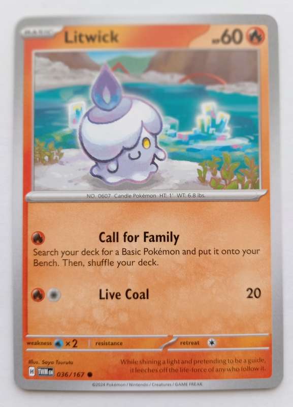 LITWICK - POKEMON NINTENDO TWILIGHT MASQUERADE 2024 - COMMON TRADING CARD 36/167