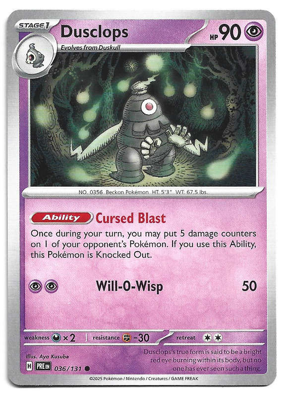 DUSCLOPS - COMMON  36/131 POKEMON TCG PRISMATIC EVOLUTIONS  TRADING CARD