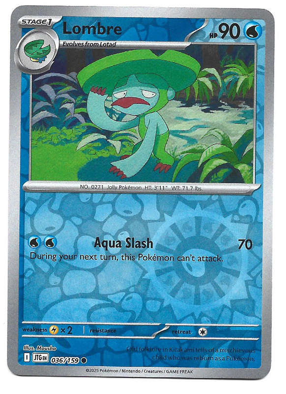 LOMBRE - REVERSE HOLO  36/159 POKEMON TCG JOURNEY TOGETHER TRADING CARD