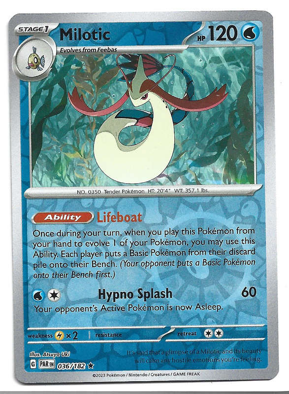 MILOTIC -   REVERSE HOLO POKEMON PARADOX RIFT  36/182 TRADING CARD