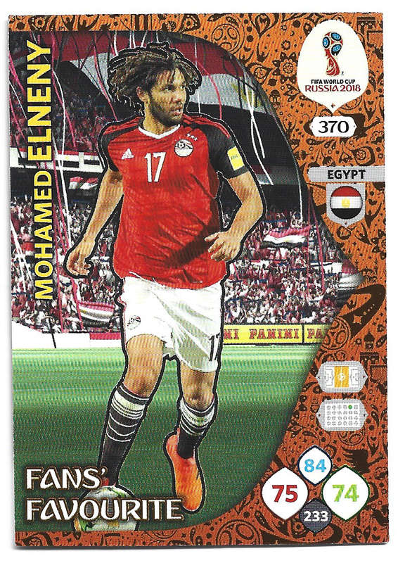 MOHAMED ELNENY - PANINI FIFA WORLD CUP 2018 RUSSIA - FOIL `FANS FAVOURITE` TRADING CARD 370