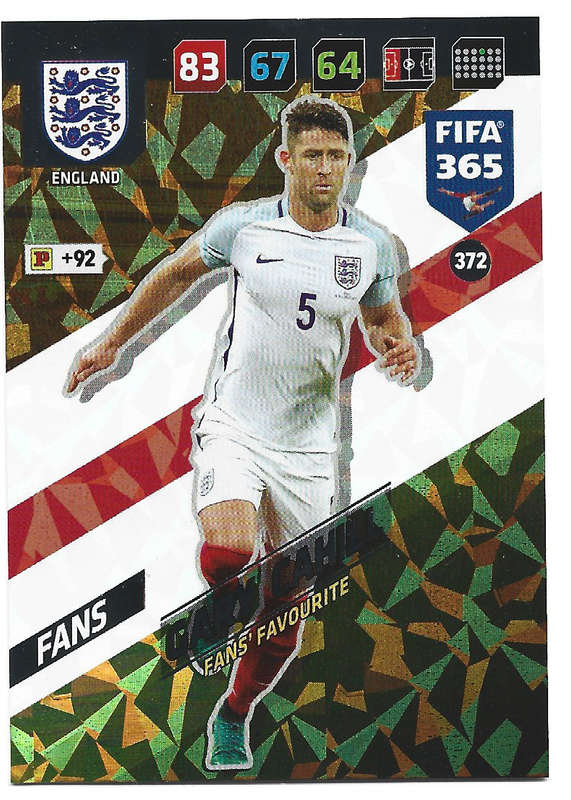GARY CAHILL - PANINI `FIFA 365 2018` COLLECTION - FOIL `FANS FAVOURITE` TRADING CARD 372