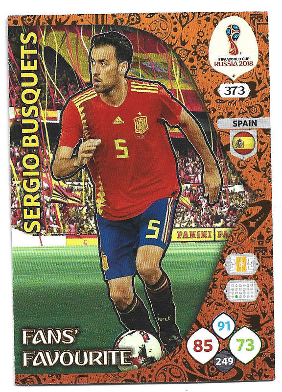SERGIO BUSQUETS - PANINI FIFA WORLD CUP 2018 RUSSIA - FOIL `FANS FAVOURITE` TRADING CARD 373