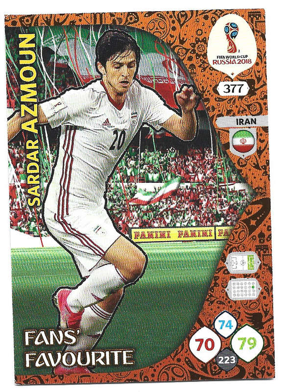 SARDAR AZMOUN - PANINI FIFA WORLD CUP 2018 RUSSIA - FOIL `FANS FAVOURITE` TRADING CARD 377