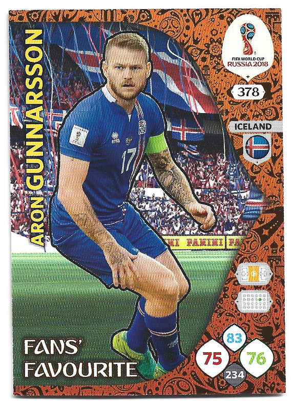 A. GUNNARSSON - PANINI FIFA WORLD CUP 2018 RUSSIA - FOIL `FANS FAVOURITE` TRADING CARD 378
