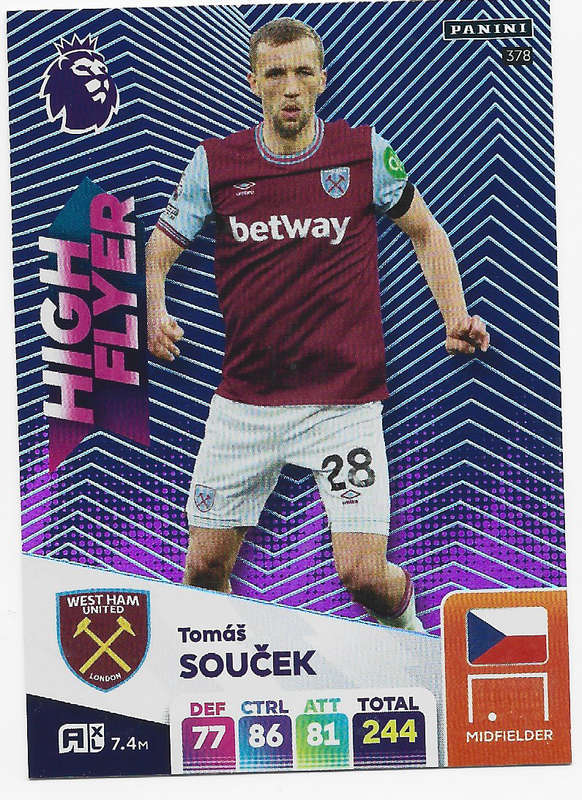 TOMAS SOUCEK -  PANINI English Premier League 2024/25 - FOIL "HIGH FLYER" TRADING CARD 378