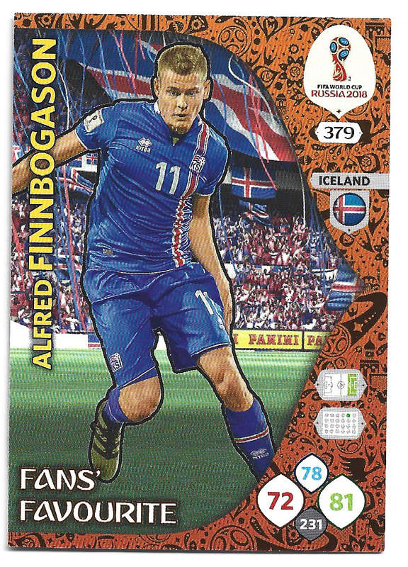 A. FINNBOGASON - PANINI FIFA WORLD CUP 2018 RUSSIA - FOIL `FANS FAVOURITE` TRADING CARD 379