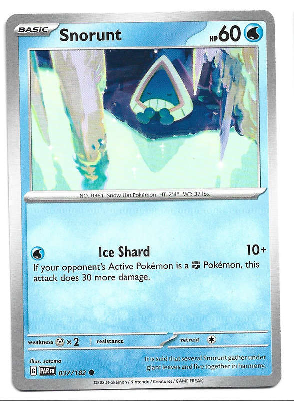 SNORUNT - POKEMON TCG PARADOX RIFT   37/182  COMMON TRADING CARD