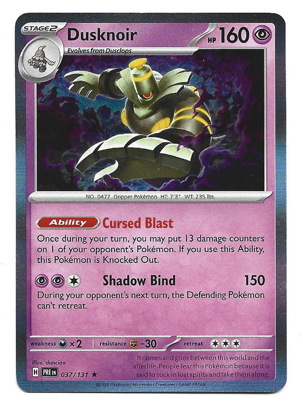 DUSKNOIR - HOLO RARE  37/131  POKEMON PRISMATIC EVOLUTIONS TRADING CARD
