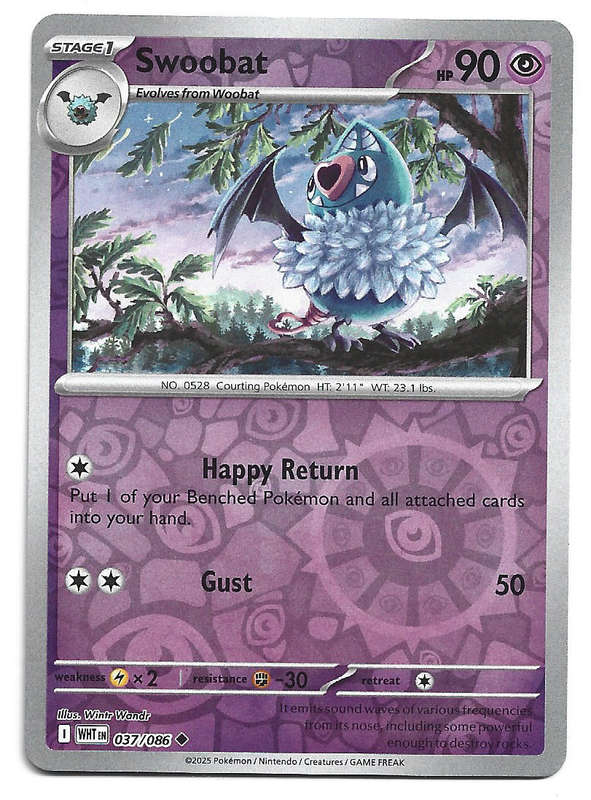 SWOOBAR - REVERSE HOLO  37/86 POKEMON TCG WHITE FLARE TRADING CARD