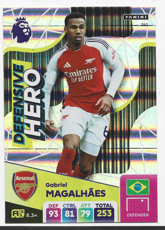 GABRIEL MAGALHAES -  PANINI English Premier League 2024/25 - FOIL "DEFENSIVE HERO" TRADING CARD 380