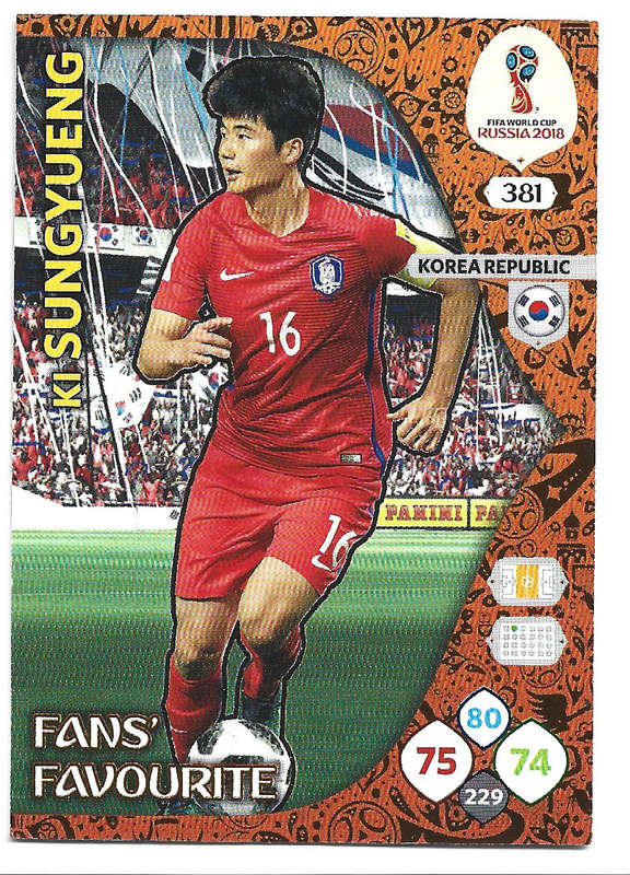 KI SUNG YUENG - PANINI FIFA WORLD CUP 2018 RUSSIA - FOIL `FANS FAVOURITE` TRADING CARD 381