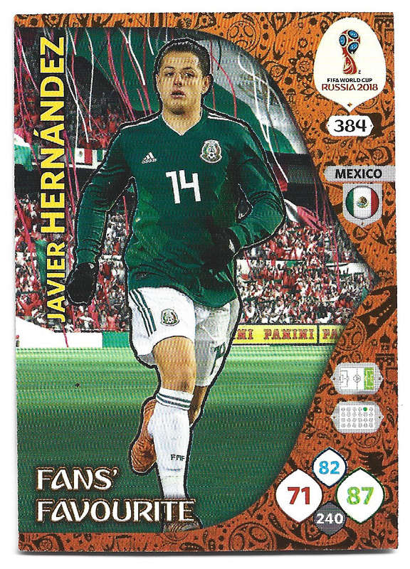 JAVIER HERNANDEZ - PANINI FIFA WORLD CUP 2018 RUSSIA - FOIL `FANS FAVOURITE` TRADING CARD 384