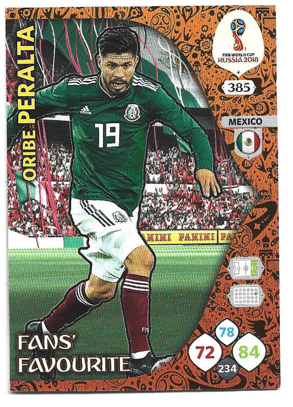 ORIBE PERALTA - PANINI FIFA WORLD CUP 2018 RUSSIA - FOIL `FANS FAVOURITE` TRADING CARD 385