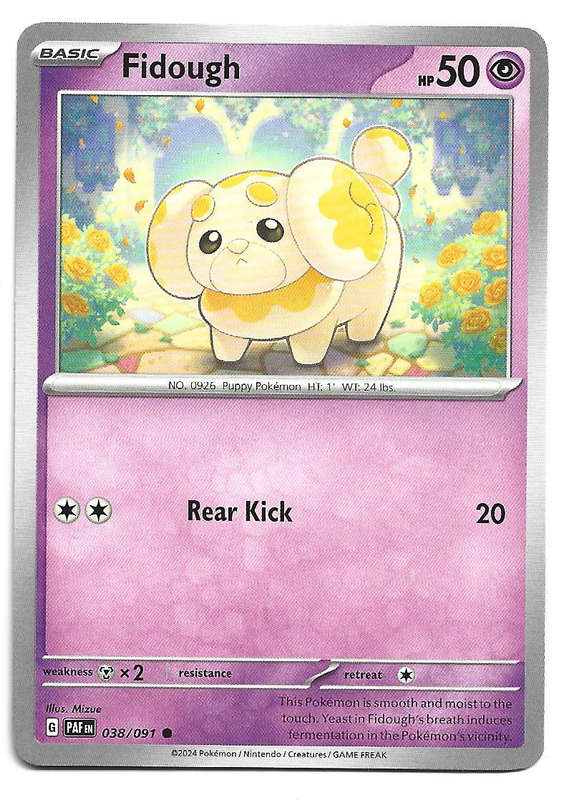 FIDOUGH -  COMMON 38/91 POKEMON TCG PALDEAN FATES  TRADING CARD
