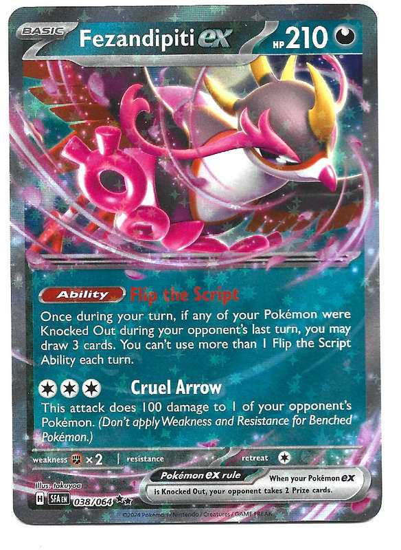FEZANDIPITI EX -   HOLO DOUBLE RARE  38/64 POKEMON TCG SHROUDED FABLE TRADING CARD