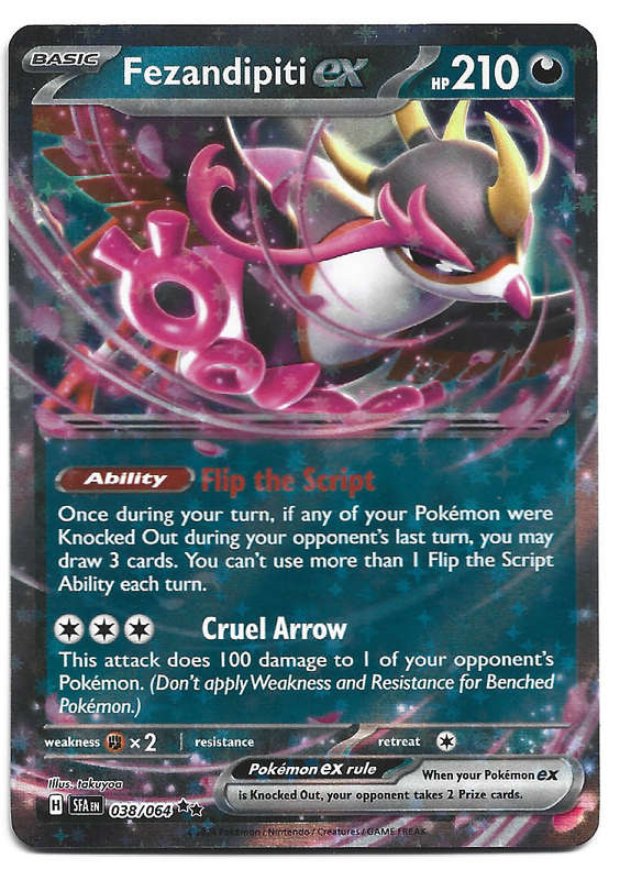 FEZANDIPITI EX - DOUBLE RARE POKEMON SHROUDED FABLE  38/64 TRADING CARD