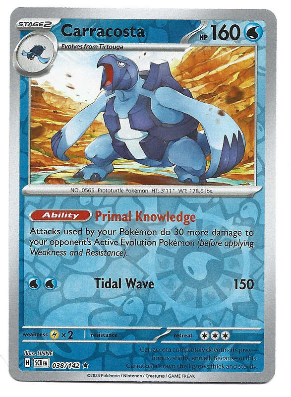 CARRACOSTA -  REVERSE HOLO  38/142 POKEMON TCG STELLAR CROWN TRADING CARD