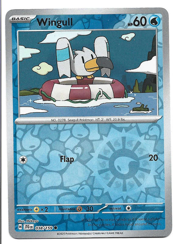 WINGULL - REVERSE HOLO  38/159 POKEMON TCG JOURNEY TOGETHER TRADING CARD
