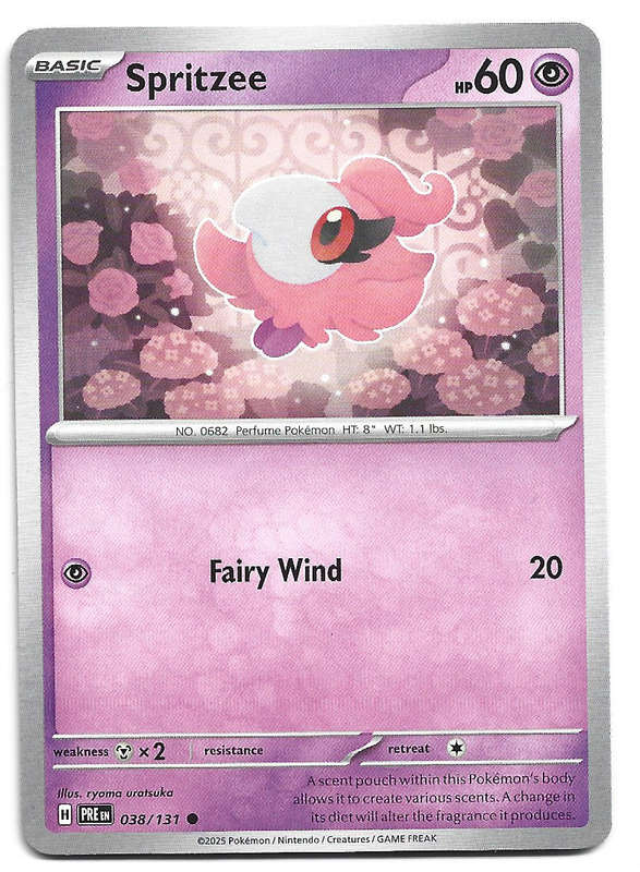 SPRITZEE - COMMON  38/131 POKEMON TCG PRISMATIC EVOLUTIONS  TRADING CARD