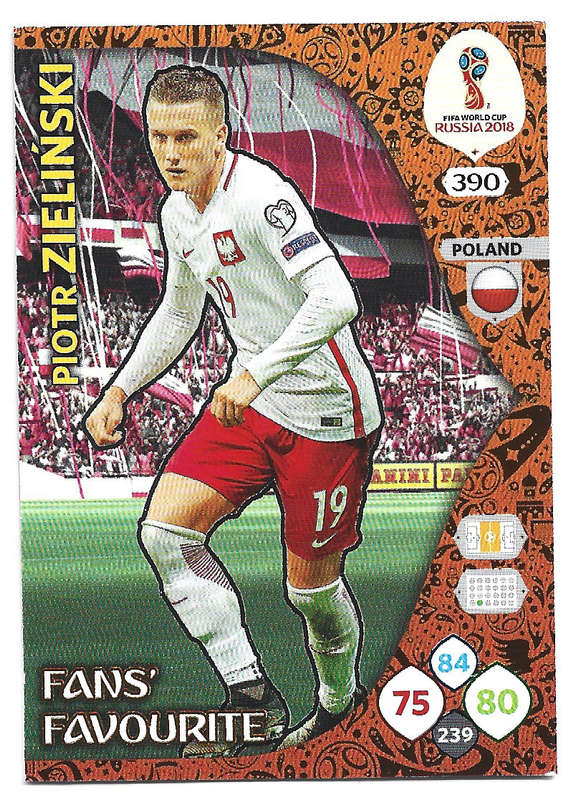PIOTR ZIELINSKI - PANINI FIFA WORLD CUP 2018 RUSSIA - FOIL `FANS FAVOURITE` TRADING CARD 390
