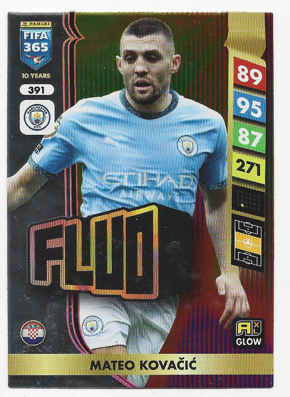 MATEO KOVACIC - PANINI FIFA 365 COLLECTION 2025 - FOIL "FLUO" TRADING CARD 391