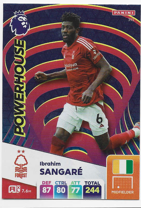 IBRAHIM SANGARE -  PANINI English Premier League 2024/25 - FOIL "POWERHOUSE" TRADING CARD 391