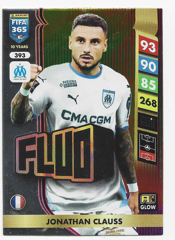 JONATHAN CLAUSS - PANINI FIFA 365 COLLECTION 2025 - FOIL "FLUO" TRADING CARD 393