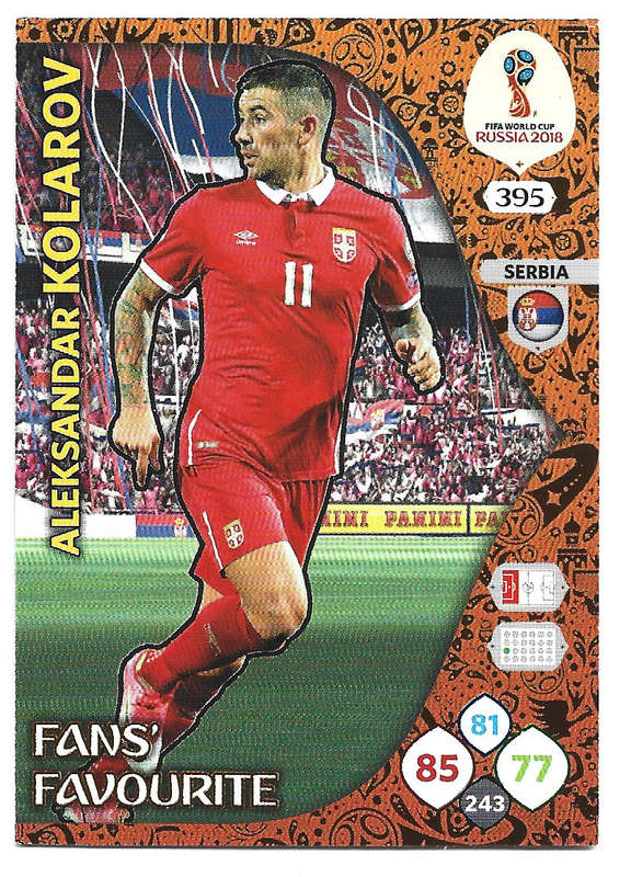 ALEX. KOLAROV - PANINI FIFA WORLD CUP 2018 RUSSIA - FOIL `FANS FAVOURITE` TRADING CARD 395