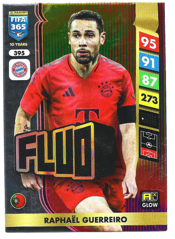 RAPHAEL GUERREIRO - PANINI FIFA 365 COLLECTION 2025 - FOIL "FLUO" TRADING CARD 395