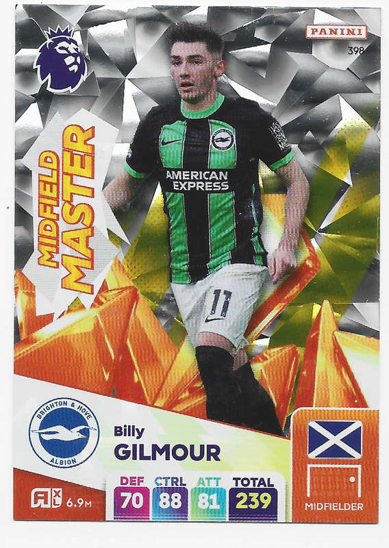 BILLY GILMOUR -  PANINI English Premier League 2024/25 - FOIL "MIDFIELD MASTER" TRADING CARD 398