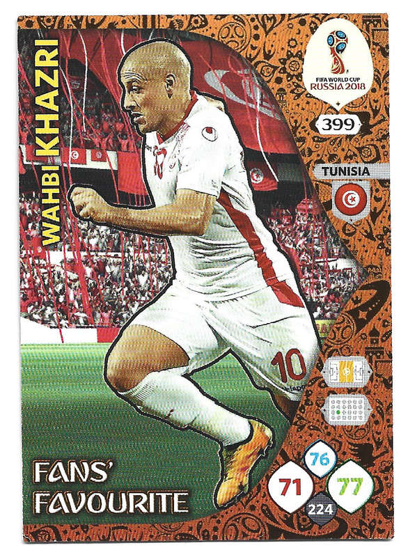 WAHBI KHAZRI - PANINI FIFA WORLD CUP 2018 RUSSIA - FOIL `FANS FAVOURITE` TRADING CARD 399