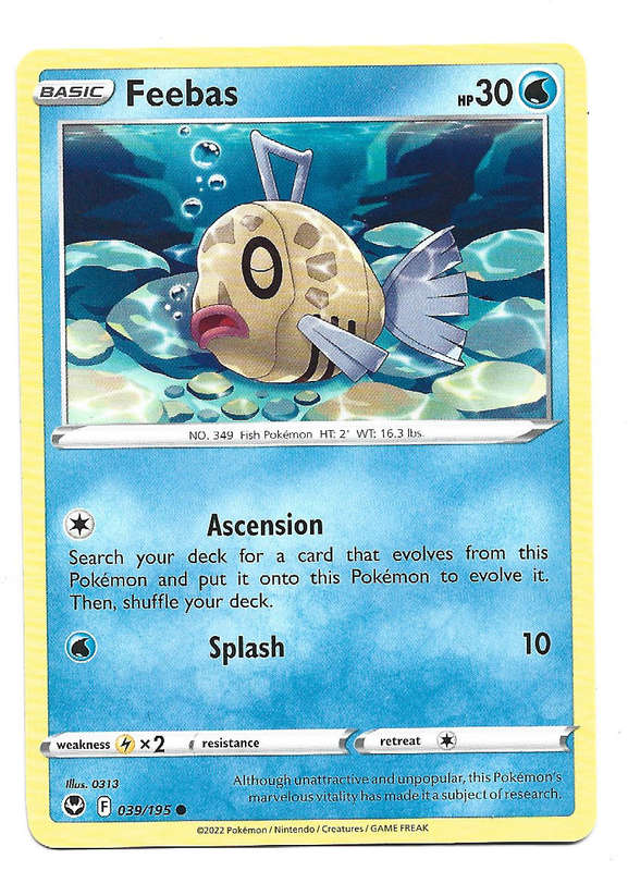 FEEBAS - COMMON  39/195  POKEMON TCG SILVER TEMPEST TRADING CARD