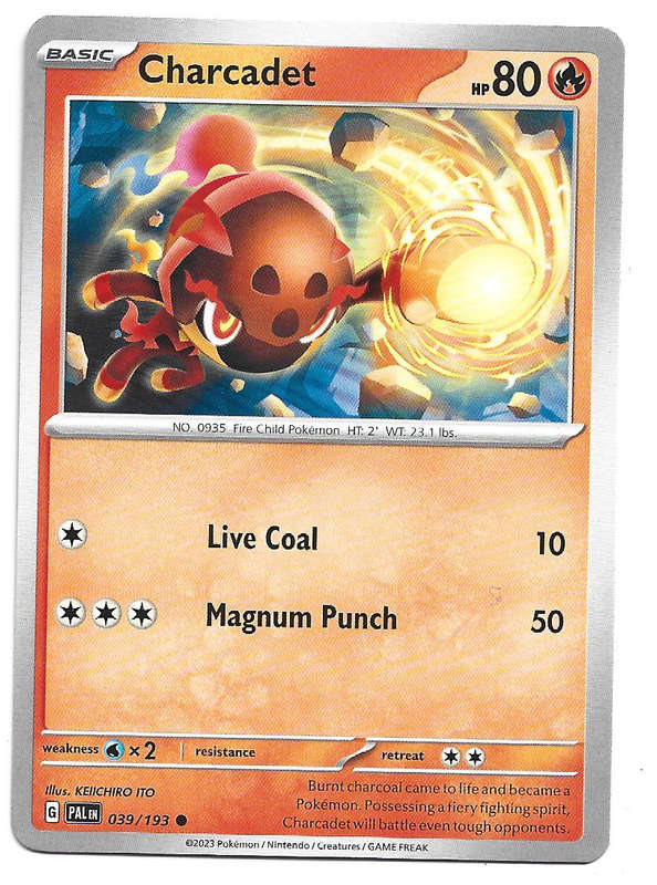POKEMON CARD - CHARCADET  39/193 COMMON PALDEA EVOLVED 2023 TRADING CARD - MINT