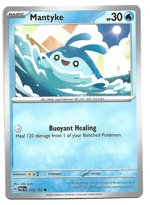 MANTYKE - POKEMON TCG PARADOX RIFT   39/182  COMMON TRADING CARD