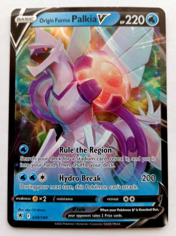 PALKIA V  ORIGIN FORME - POKEMON NINTENDO ASTRAL RADIANCE - HOLO RARE TRADING CARD 39/189 - MINT