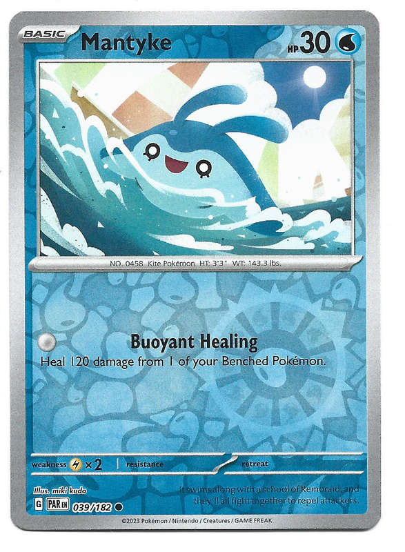 MANTYKE -   REVERSE HOLO POKEMON PARADOX RIFT  39/182 TRADING CARD