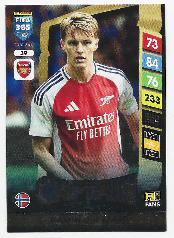 MARTIN ODEGAARD - PANINI FIFA 365 COLLECTION 2025 - FOIL "CAPTAIN" TRADING CARD 39
