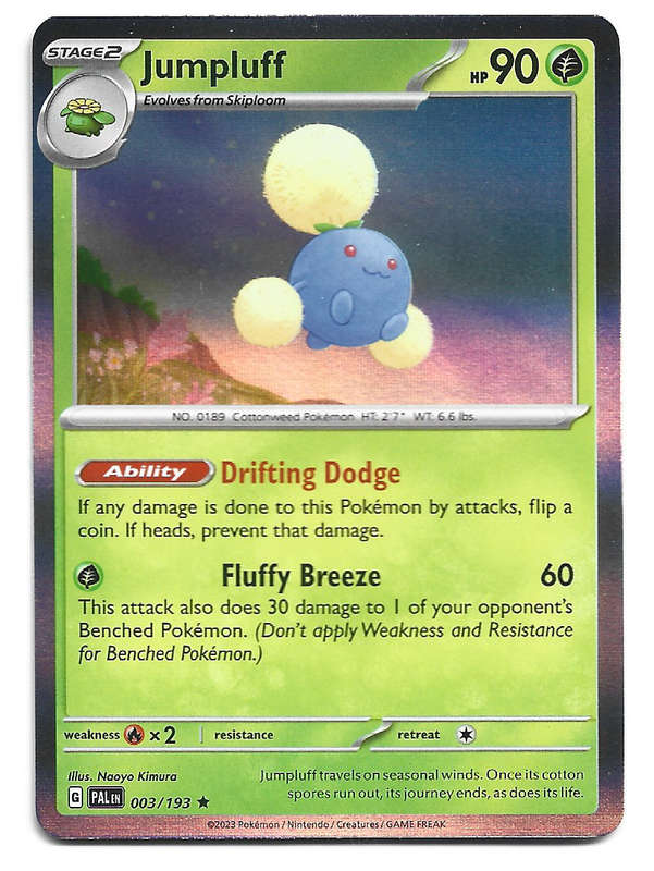 POKEMON CARD - JUMPLUFF 3/193  Rare Holo  Paldea Evolved Trading Card - Mint