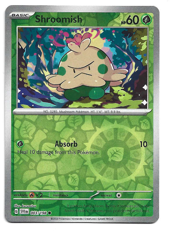 SHROOMISH - REVERSE HOLO  3/198 POKEMON TCG SCARLET & VIOLET TRADING CARD