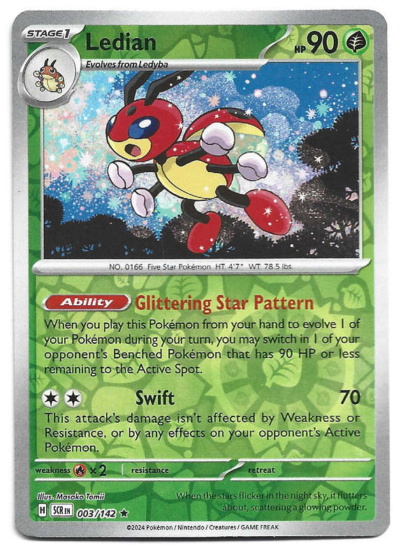 LEDIAN -  REVERSE HOLO  3/142 POKEMON TCG STELLAR CROWN TRADING CARD