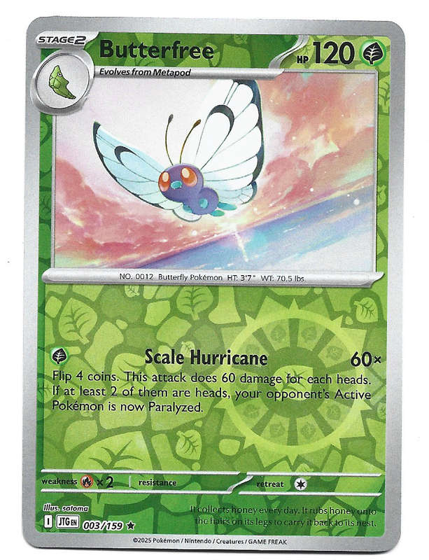 BUTTERFREE - REVERSE HOLO  3/159 POKEMON TCG JOURNEY TOGETHER TRADING CARD