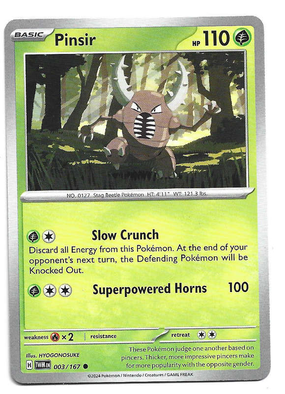 PINSIR - COMMON  3/167 POKEMON TCG TWILIGHT MASQUERADE TRADING CARD