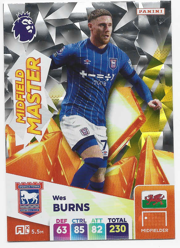 WES BURNS -  PANINI English Premier League 2024/25 - FOIL "MIDFIELD MASTER" TRADING CARD 400
