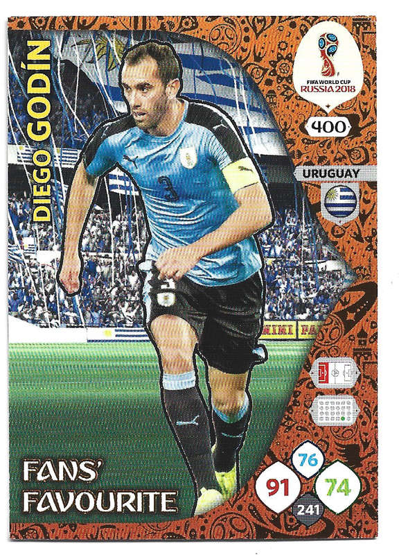 DIEGO GODIN - PANINI FIFA WORLD CUP 2018 RUSSIA - FOIL `FANS FAVOURITE` TRADING CARD 400