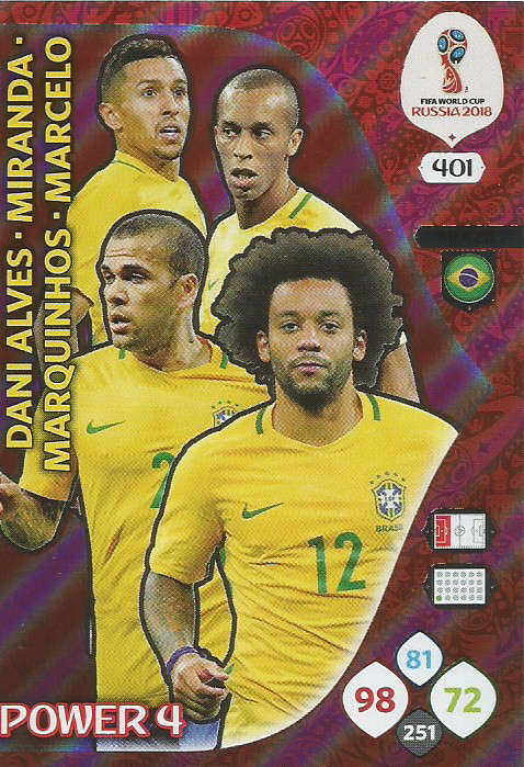 BRAZIL - PANINI FIFA WORLD CUP 2018 RUSSIA -  "POWER 4" FOIL TRADING CARD 401