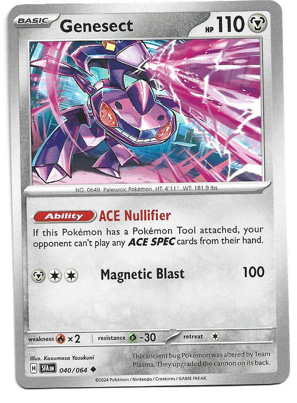 POKEMON CARD - GENESECT  40/64 Common Shrouded Fable Trading Card - Mint
