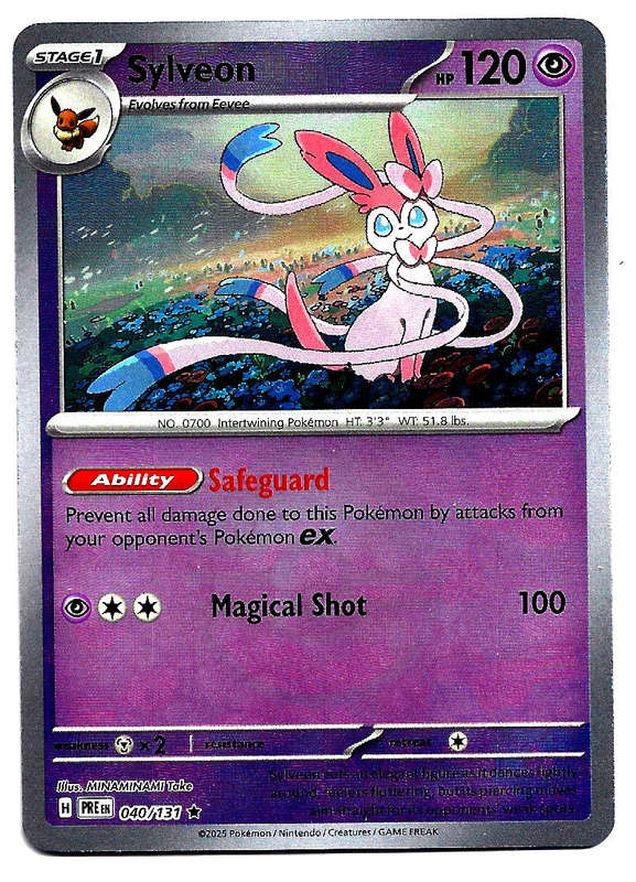 SYLVEON - REVERSE HOLO POKE BALL PATTERN  40/131  POKEMON TCG PRISMATIC EVOLUTIONS TRADING CARD