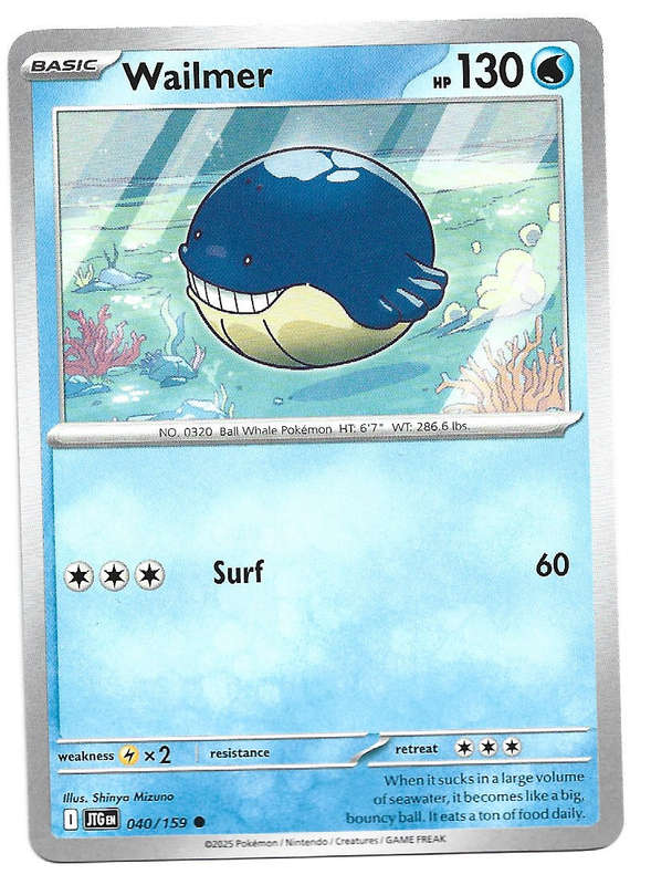 WAILMER - COMMON 40/159 POKEMON TCG JOURNEY TOGETHER TRADING CARD