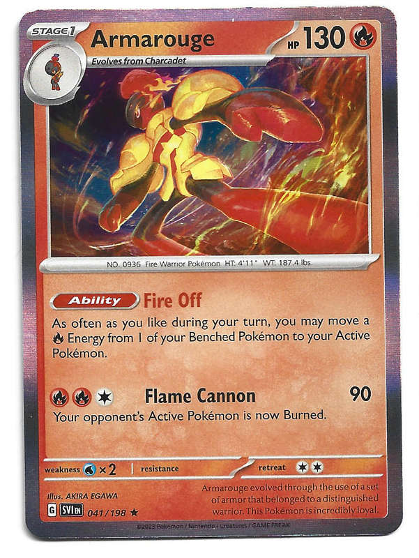 ARMAROUGE - HOLO RARE  41/198 POKEMON TCG SCARLET & VIOLET TRADING CARD
